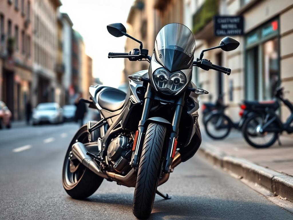 Motorrad der Klasse A2 auf einer Stadtstraße
