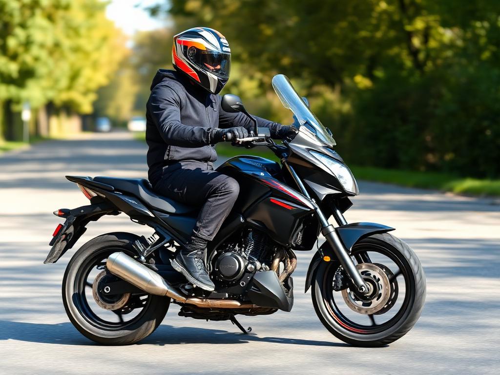 Leichtkraftrad 125 ccm mit Fahrer auf einer Landstraße